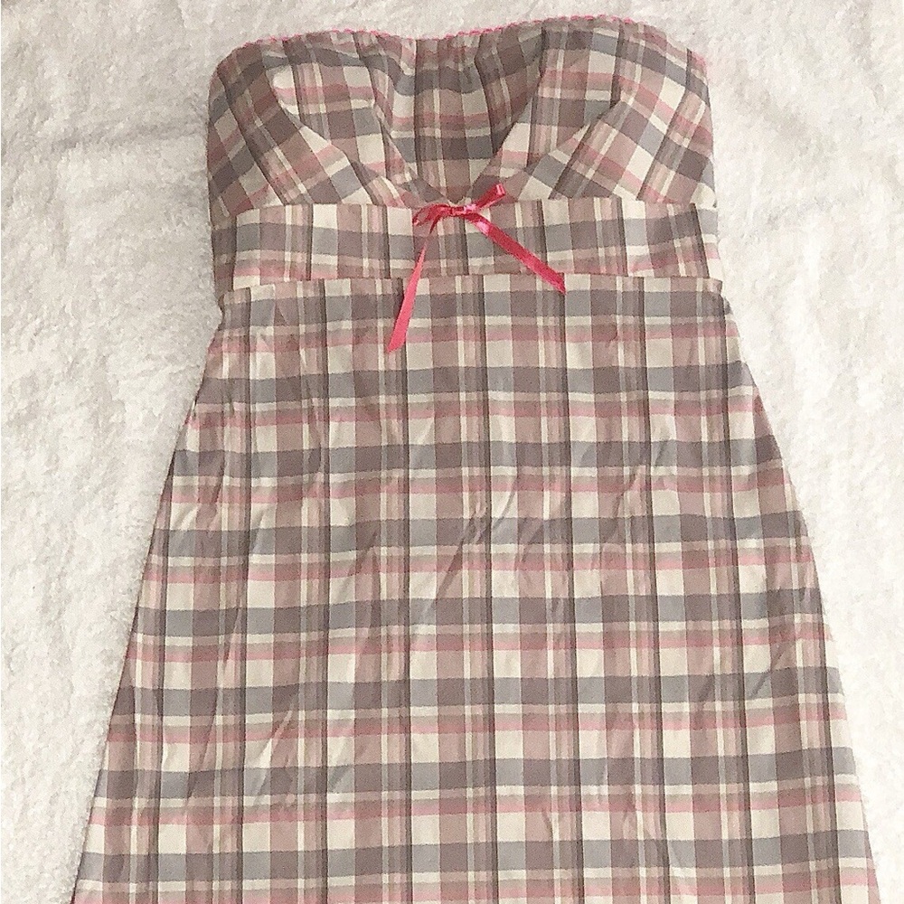 Corey Lynn Calter Checkered Mini Dress Pink Bow Size 4- Vintage